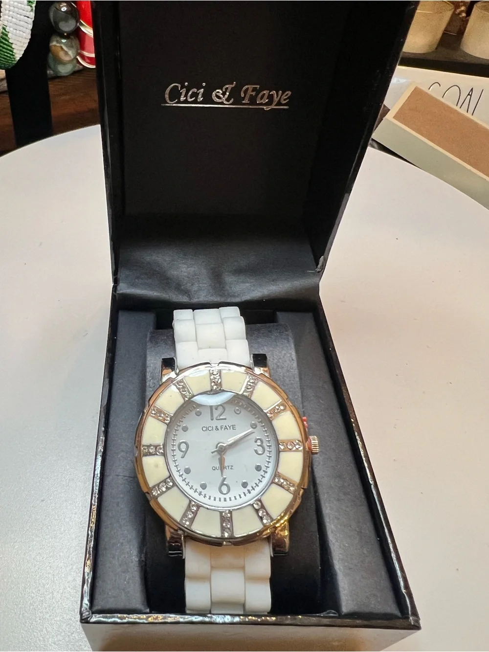 White Crystal Accent Women's Fashion Watch
